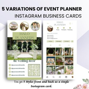 5x Instagram-visitekaartje evenementplanner - evenementcoördinator, bewerkbaar IG-visitekaartje, bruiloftplannersjabloon, socialmediabundel,