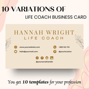 10x Life Coach Visitenkarte, Visitenkarten Vorlage | Druckbare Visitenkarte | Pastell Visitenkarten Design| Einzigartige Visitenkarte |