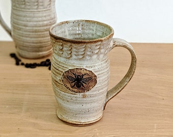 Honey Bee Mug Hand Thrown Pottery Ceramic Coffee or Tea Cup