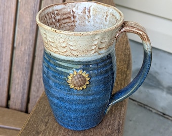 Pottery Coffee Mug Handmade Sun Flower Lover Gift