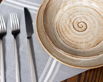 2 Piece Handmade Pottery Dinnerware, 1 Place Setting, Wheel Thrown Ceramic Table Ware Dishes Made to Order