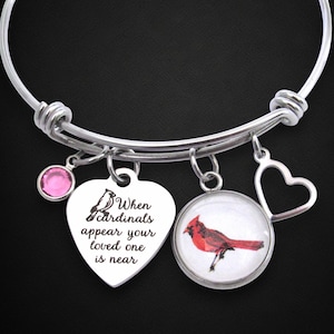 Cardinal Bracelet, When Cardinals Appear Your Loved One Is Near Bracelet, Cardinal Memorial Jewelry, Loss of Grandma Mother Friend Memorial