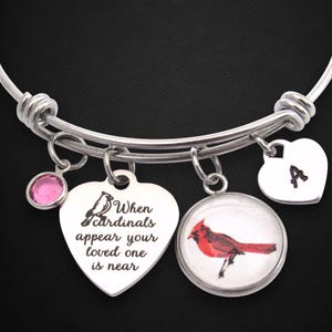 Cardinal Bracelet, When Cardinals Appear Your Loved One Is Near Bracelet, Personalized Initial Cardinal Memorial Jewelry, Loss Grandma Mom