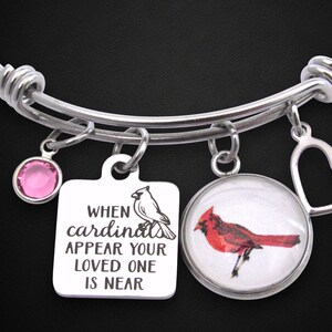 Cardinal Bracelet, When Cardinals Appear Your Loved One Is Near Bracelet, Cardinal Memorial Jewelry, Loss of Grandma Mother Friend Memorial
