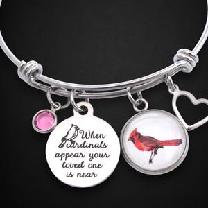 Cardinal Bracelet, When Cardinals Appear Your Loved One Is Near Bracelet, Cardinal Memorial Jewelry, Loss of Grandma Mother Friend Memorial