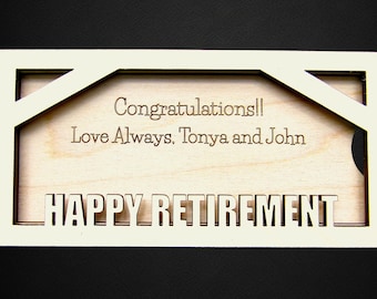 Personalized Happy Retirement Money Holder - Cash Custom Message Gift - Retirement Party