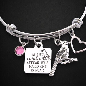 Cardinal Bracelet, When Cardinals Appear Your Loved One Is Near Bracelet, Cardinal Memorial Jewelry, Loss of Grandma Mother Friend Memorial