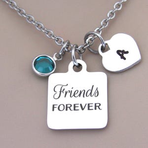 Friends Forever Necklace with Initial and Birthstone, Gift for Friend, Necklace for Friend, Friend Jewelry, Friend Birthday, Sister Necklace