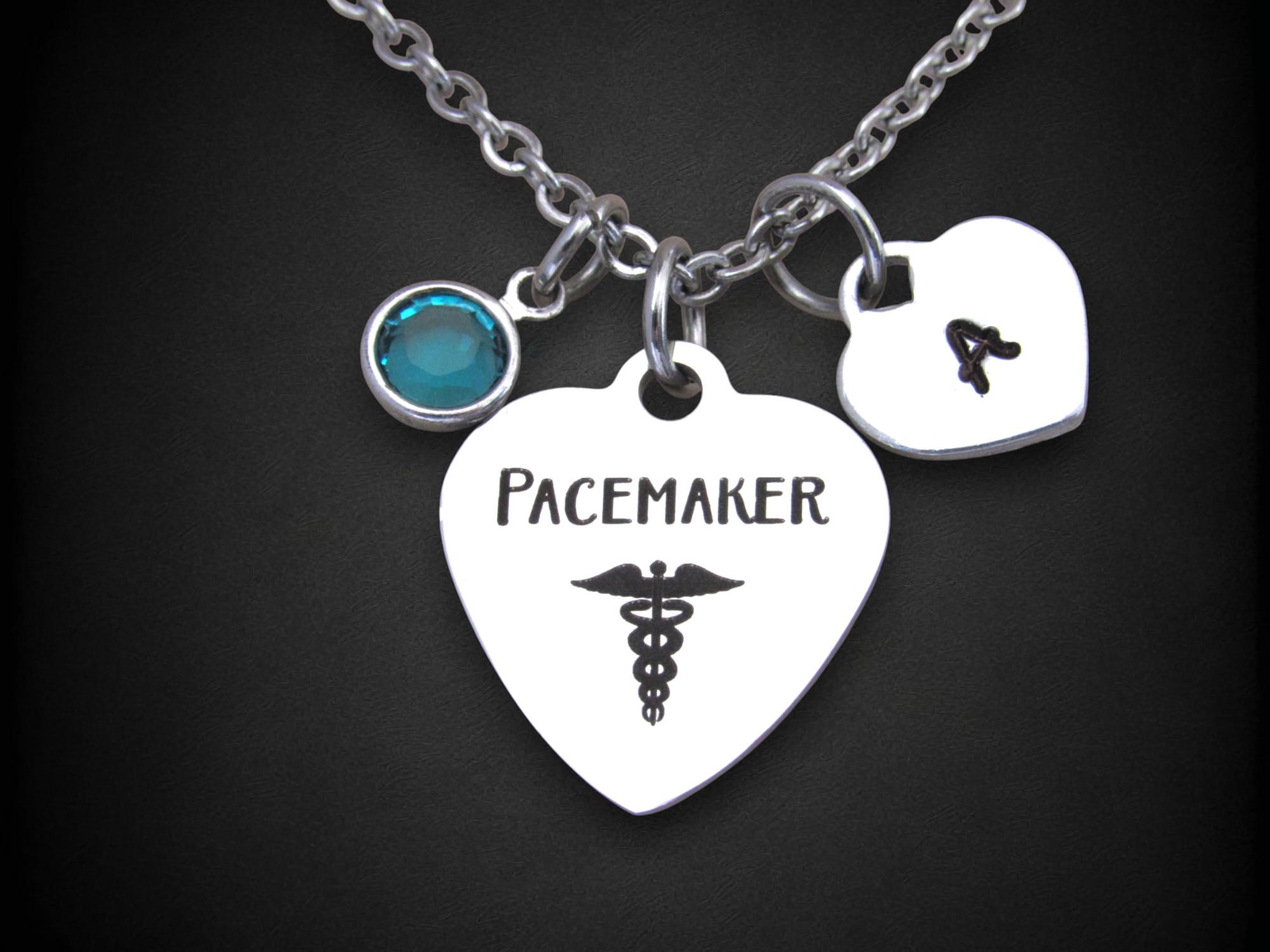 Medical Alert Pacemaker Personalized Pacemaker Medical Alert Necklace: Initial Heart ...