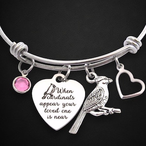 Cardinal Bracelet, When Cardinals Appear Your Loved One Is Near Bracelet, Cardinal Memorial Jewelry, Loss of Grandma Mother Friend Memorial