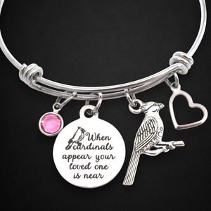 Cardinal Bracelet, When Cardinals Appear Your Loved One Is Near Bracelet, Cardinal Memorial Jewelry, Loss of Grandma Mother Friend Memorial