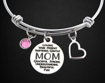 Personalized Mom Bracelet: Mother's Day Birthday Gift