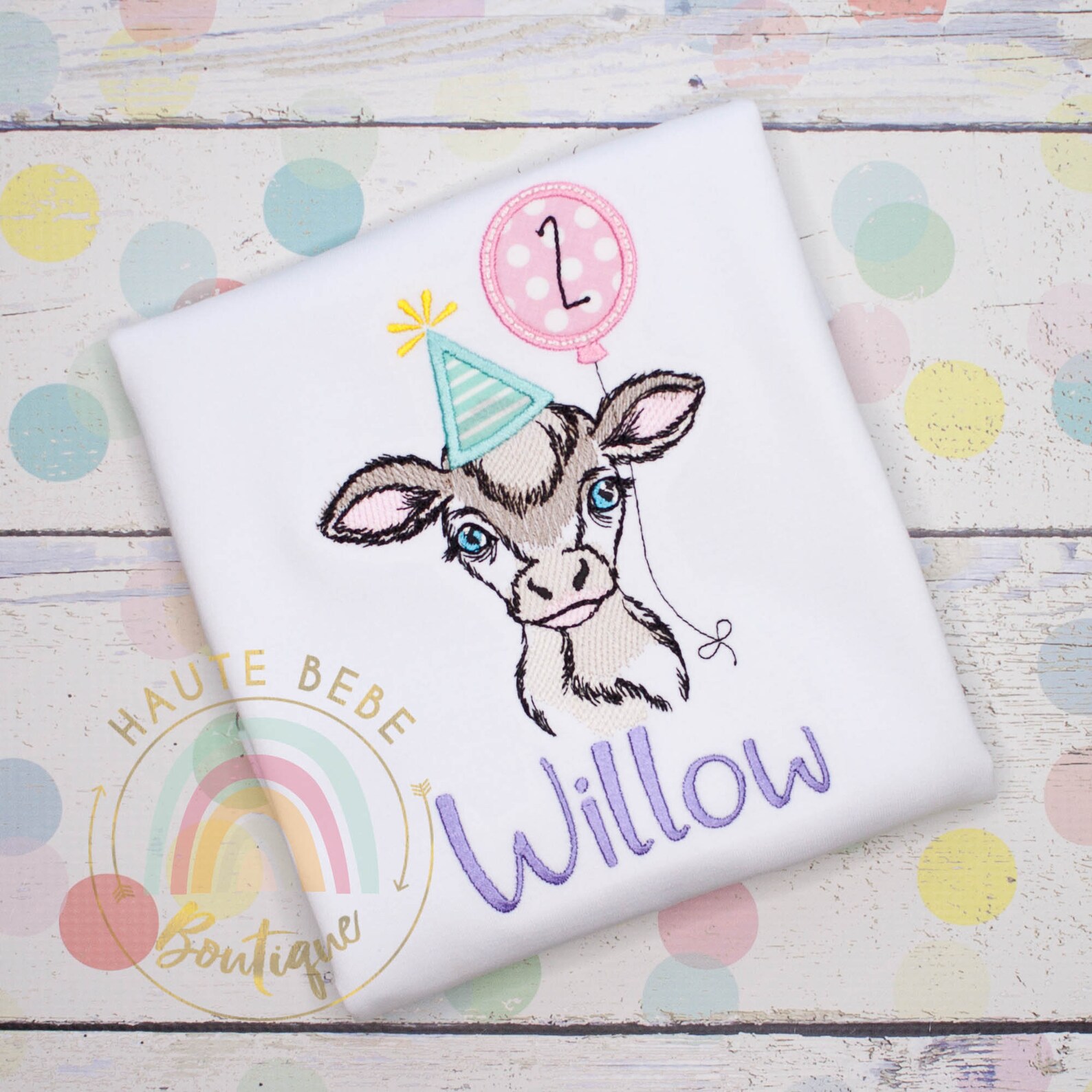 Personalized BABY COW Birthday Shirt Girls Party Animal Etsy Italia