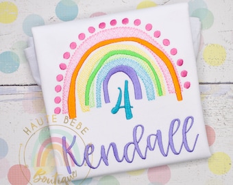 BOHO RAINBOW SKETCH Birthday Shirt - Embroidered Rainbow Birthday Party Theme - First, 2nd, 3rd, 4th, 5th, 6th Rainbow Shirt - Personalized