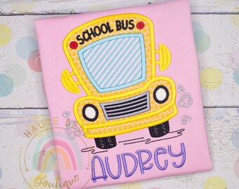 Girls Back to School Shirt - First Day of School Shirt - Personalized Embroidery - 1st, 2nd, 3rd, 4th, 5th, 6th Grade Shirt - Field Trip Bus