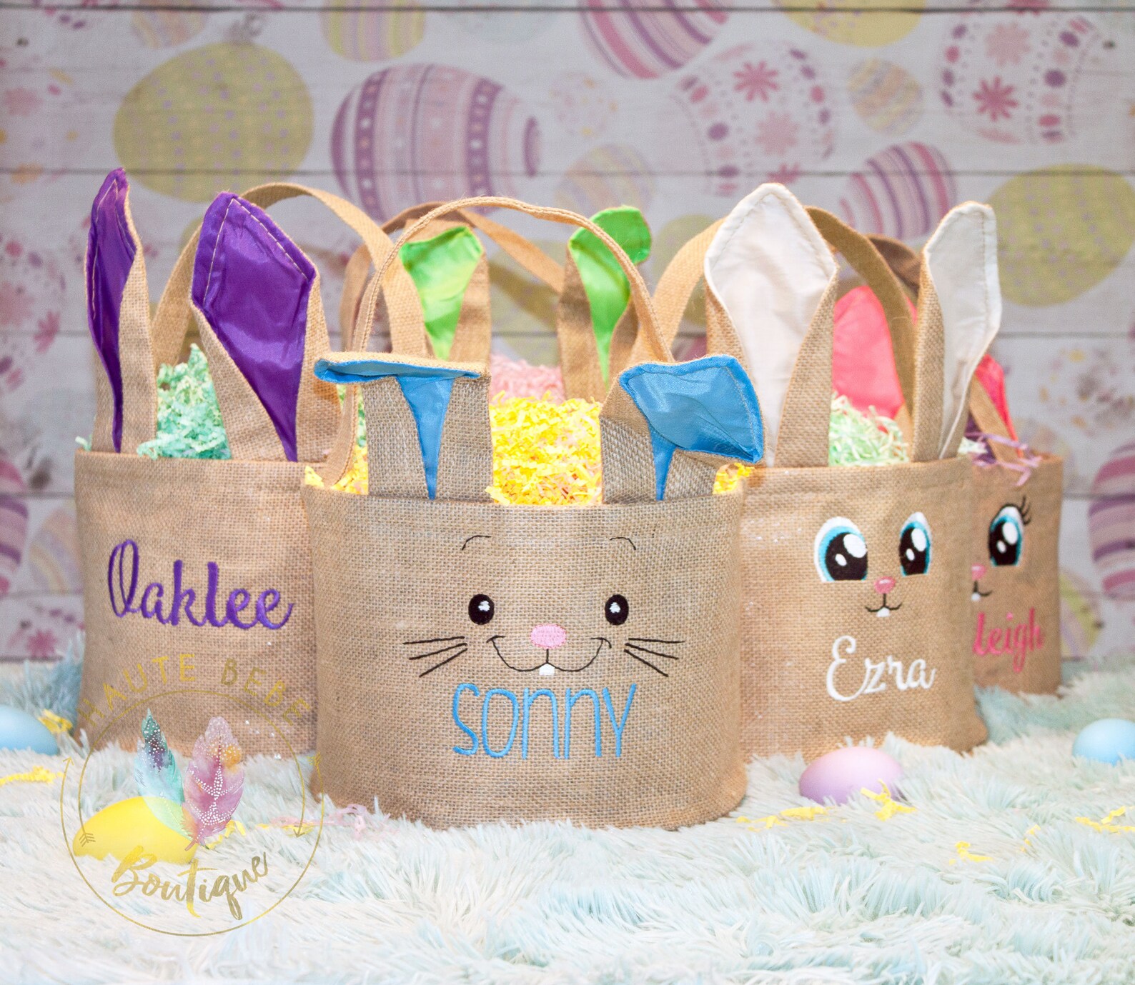 Personalized Easter Basket Bag burlap Easter bunny bucket Etsy