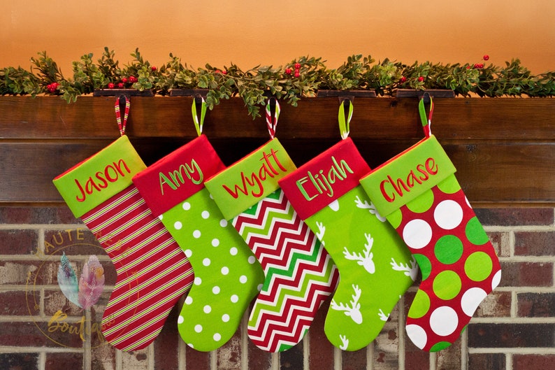 Personalized Christmas Stocking  Embroidered Family Christmas image 1