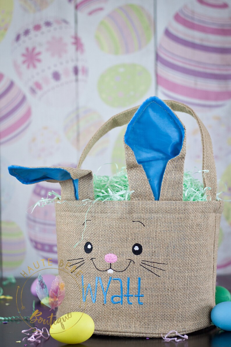 Personalized Easter Basket Bag burlap Easter bunny bucket Etsy