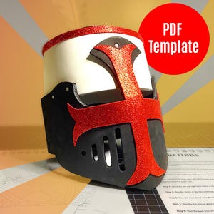 Knight Helmet Pattern Foam Craft Crusader Great Helm sized for Kids and Adults
