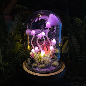 Enchanted Mushroom Night Light with Purple Creek,  Handmade Glowing Mushroom Lamp for Bedroom,Kids Room,Living Room,  Home Decor,Unique Gift