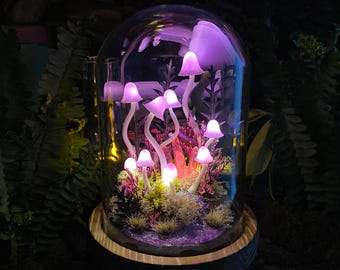 Enchanted Mushroom Night Light with Purple Creek,  Handmade Glowing Mushroom Lamp for Bedroom,Kids Room,Living Room,  Home Decor,Unique Gift
