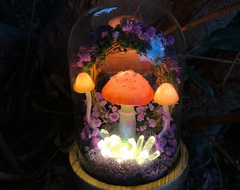 Glowing Crystal Mushroom Night Light: Fairy Home Decor