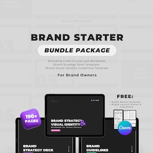 Brand Starter Bundle for Brand / Business Owners: Branding Workbook, Identity Guideline Template