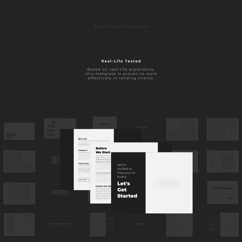 May include: A black and white image showing a mockup of a website design. The website design is for a business that offers services to help clients get started. The website design includes a section for contact information, a section for client hub, and a section for exploring the client hub. The website design also includes a call to action that says "Let's Get Started".