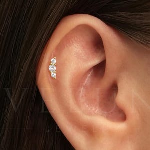FLAT BACK: Diamond Climber Flat Back Labret • Cartilage Stud • Helix Earring • Conch Piercing • Tragus Stud • Birthstone Earrings
