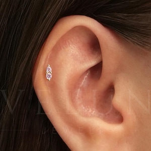 FLAT BACK: Pink Tourmaline Flat Back Labret • Cartilage Stud • Helix Earring • Conch Piercing • Tragus Stud • Birthstone Earrings