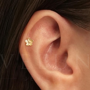 FLAT RÜCKSEITE: Blumen Abflachung Labret • Knorpel Bolzen • Helix Ohrring • Muschel Piercing • Tragus Bolzen • Vorne Helix