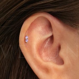 FLAT BACK: Alexandrite Flat Back Labret • Cartilage Stud • Helix Earring • Conch Piercing • Tragus Stud • Birthstone Earrings