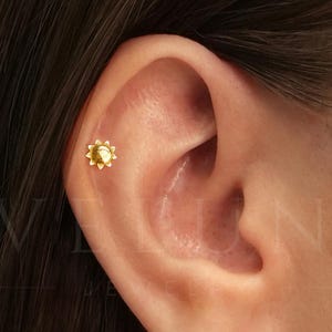 FLAT BACK: Celestial Flat Back Labret • Cartilage Stud • Helix Earring • Conch Piercing • Tragus Stud • Forward Helix