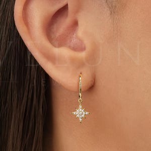 HOOPS: Star Hoop Earrings • Minimalist Earrings • Gifts for her • Dainty Earrings • Celestial Earrings