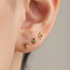 STUDS: Peridot Dainty Stud Earrings • Peridot Birthstone Earrings • Gift For Her • Minimalist Earrings • Birthstone Jewelry • Tiny Earrings