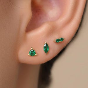 STUDS: Emerald Tiny Stud Earrings • Emerald Birthstone Earrings • Gift For Her • Minimalist Earrings • Birthstone Jewelry • Dainty Earrings