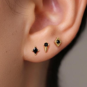 STUDS: Black Onyx Dainty Stud Earrings • Black Onyx Earrings • Gift For Her • Minimalist Earrings • Birthstone Jewelry • Tiny Earrings