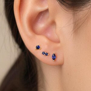 STUDS: Blue Sapphire Tiny Stud Earrings • Birthstone Earrings • Gift For Her • Minimalist Earrings • Birthstone Jewelry • Dainty Earrings