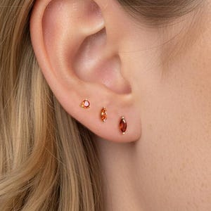 STUDS: Garnet Tiny Stud Earrings • Garnet Birthstone Earrings • Gift For Her • Minimalist Earrings • Birthstone Jewelry • Dainty Earrings