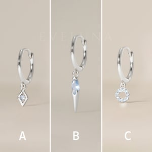 Blue Zircon Charm Hoop Earrings • Zircon Earrings • Birthstone Earrings • Gift For Her • Gemstone Charm Earrings • Gold Hoop Earrings