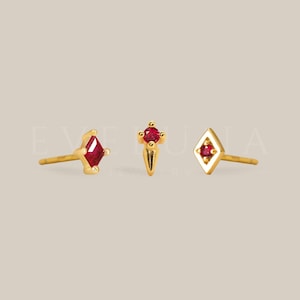 STUDS: Ruby Dainty Stud Earrings • Ruby Birthstone Earrings • Gift For Her • Minimalist Earrings • Birthstone Jewelry • Tiny Earrings