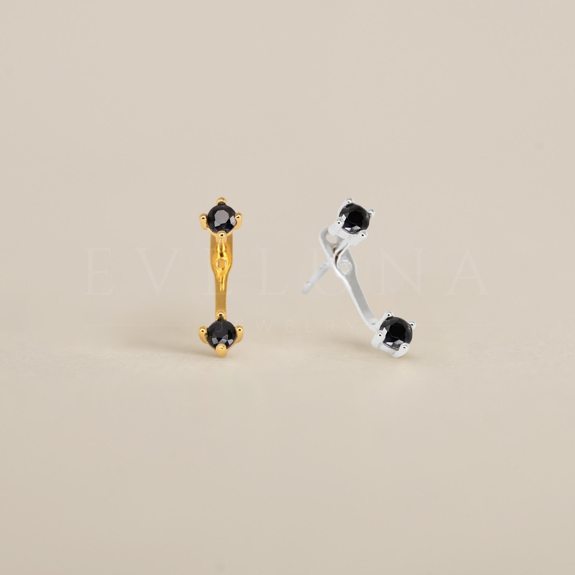 STUDS: Black Onyx Front Back Stud Earrings • Black Onyx
