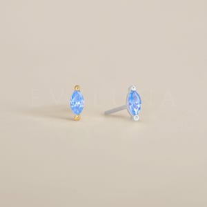 STUDS: Aquamarine Tiny Marquise Stud Earrings • Birthstone Earrings • Gift For Her • Gemstone Earring • Birthstone Jewelry • Minimalist