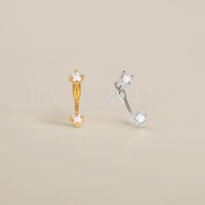 ■TATIANA■ Silver 9252SET Petite Birthstone Ear Jacket Earr Birthstone Ear Jackets Stud Earrings | Caitlyn Minimalist