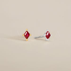 STUDS: Ruby Tiny Gemstone Stud Earrings • Ruby Birthstone Earrings • Gift For Her • Gemstone Earring • Birthstone Jewelry • Minimalist