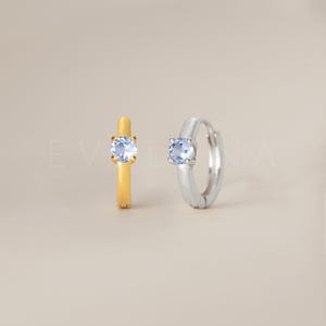 HOOPS: Zircon Single Stone Huggie Hoop Earrings • Zircon Earrings • Birthstone Earrings • Gift For Her • Dainty Hoop Earrings • Gold Huggies