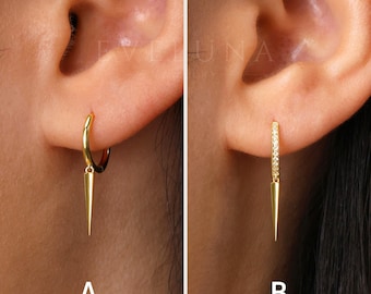 HOOPS: Spike Hoop Earrings • Gold Hoop Earrings • Chic Earrings • Spike Jewelry • Small Hoop Earrings