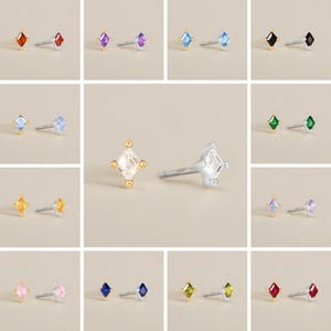 STUDS: Tiny Gemstone Stud Earrings • Diamond Birthstone Earrings • Gift For Her • Gemstone Earring • Birthstone Jewelry • Minimalist