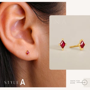 STUDS: Ruby Dainty Stud Earrings • Ruby Birthstone Earrings • Gift For Her • Minimalist Earrings • Birthstone Jewelry • Tiny Earrings