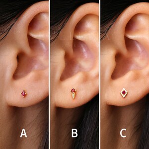 STUDS: Ruby Dainty Stud Earrings • Ruby Birthstone Earrings • Gift For Her • Minimalist Earrings • Birthstone Jewelry • Tiny Earrings